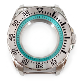 Silver / Blue Stainless steel Watch Case 44 mm