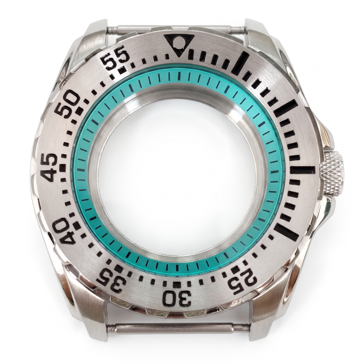 Silver / Blue Stainless steel Watch Case 44 mm