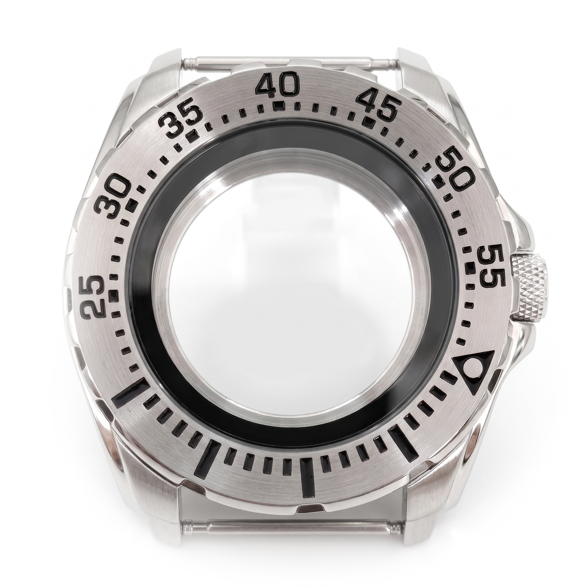 Silver / Black Stainless steel Watch Case 44 mm