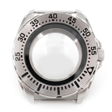 Silver / Black Stainless steel Watch Case 44 mm