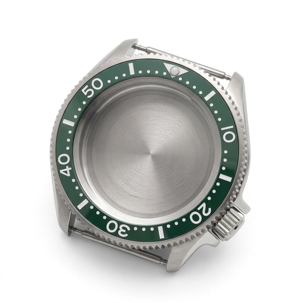 Silver / Green / White Stainless steel Watch Case 42 mm