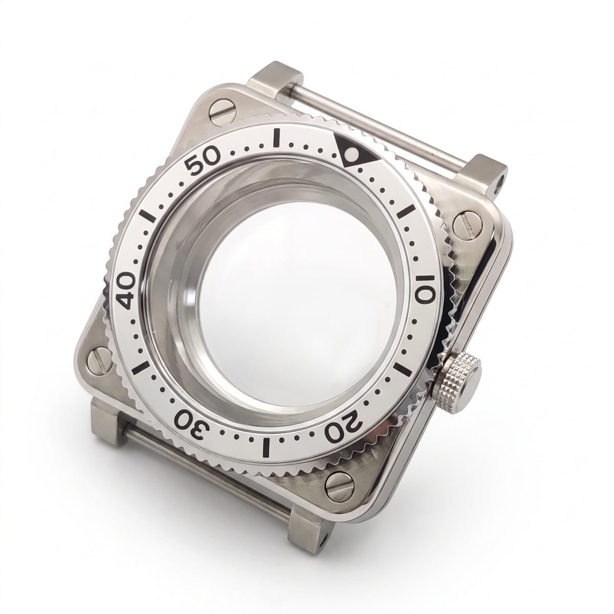 Silver Stainless steel Watch Case 42 mm