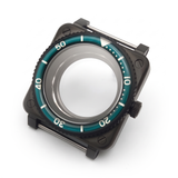 Black / Blue Stainless steel Watch Case 42 mm