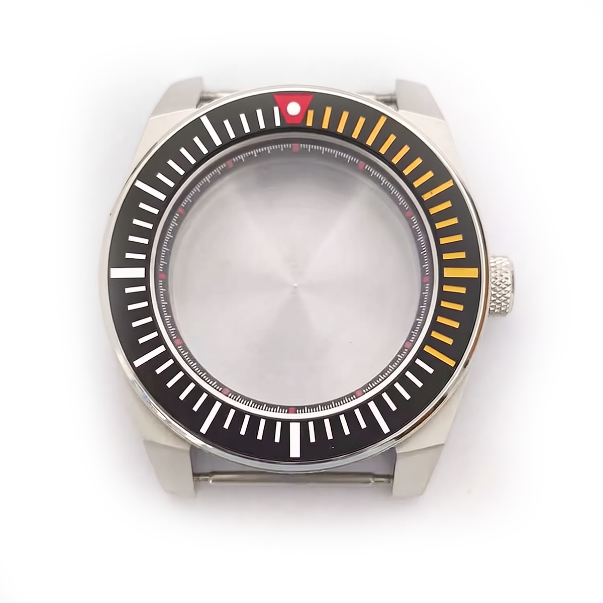 Silver / Black Stainless steel Watch Case 43 mm