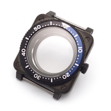 Black / Blue Stainless steel Watch Case 42 mm