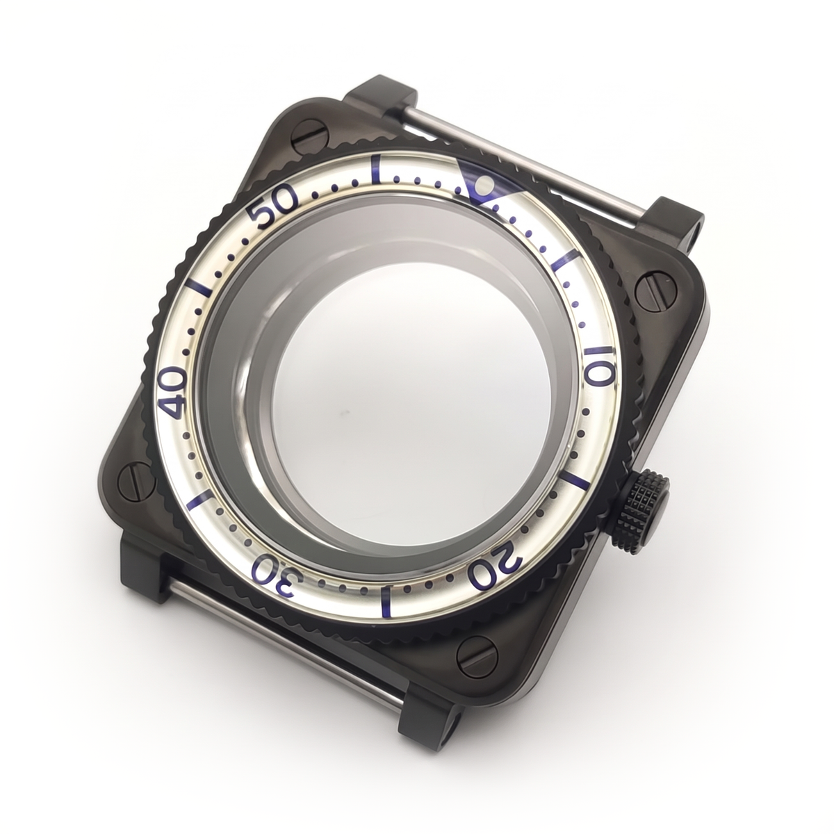 Black / White / Blue Stainless steel Watch Case 42 mm