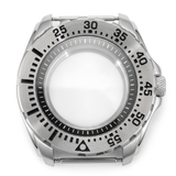 Silver / Black Stainless steel Watch Case 44 mm