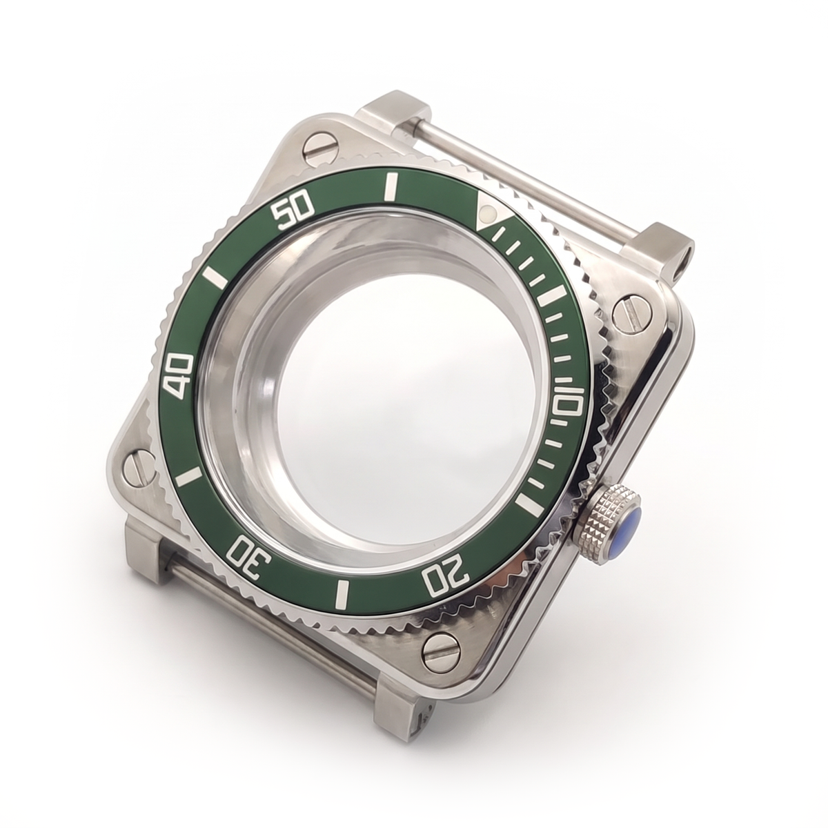 Grey / Green Stainless steel Watch Case 42 mm