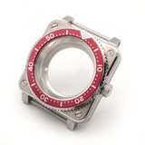 Silver / Red Stainless steel Watch Case 42 mm