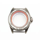 Silver / Orange Stainless steel Watch Case 42 mm