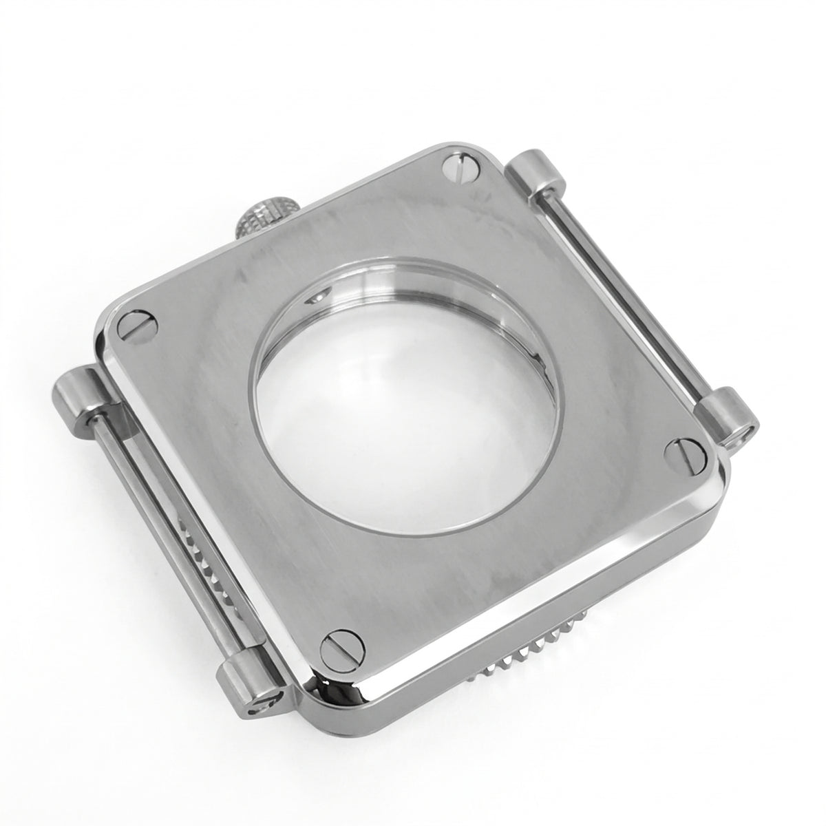 Silver / Blue Stainless steel Watch Case 42 mm