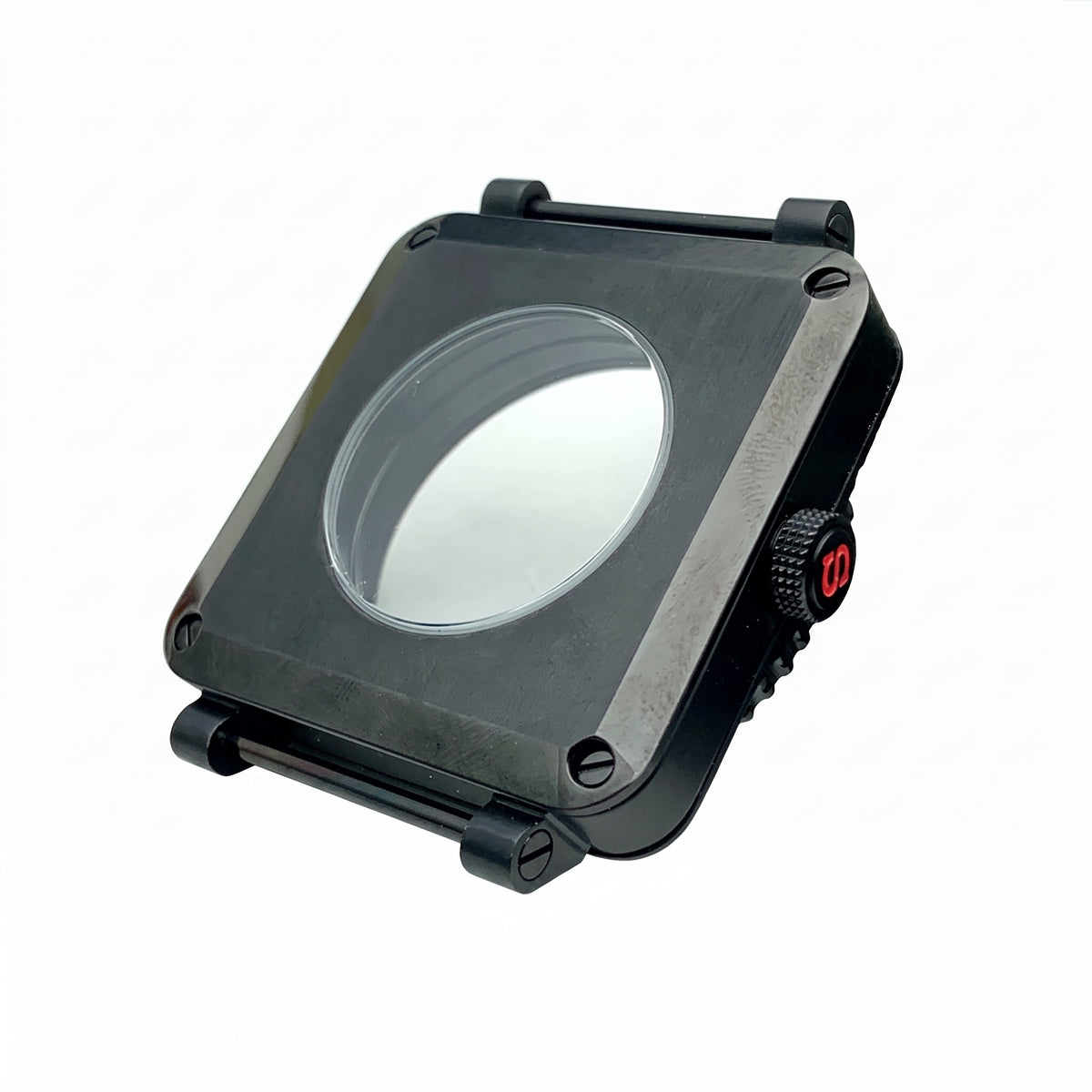 Black / Orange Stainless steel Watch Case 42 mm