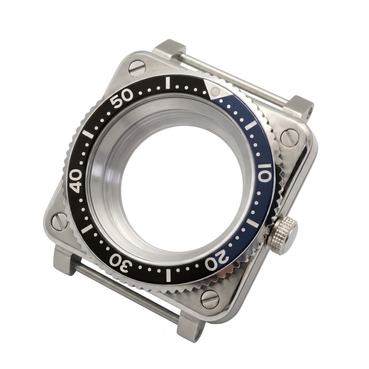 Grey / Black / Blue Stainless steel Watch Case 42 mm