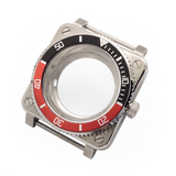 Silver / Black / Red Stainless steel Watch Case 42 mm