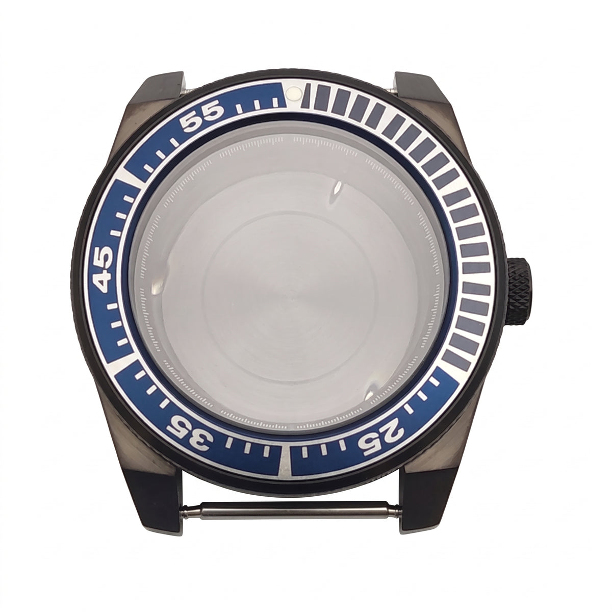 Black / Blue / White Stainless steel Watch Case 43 mm