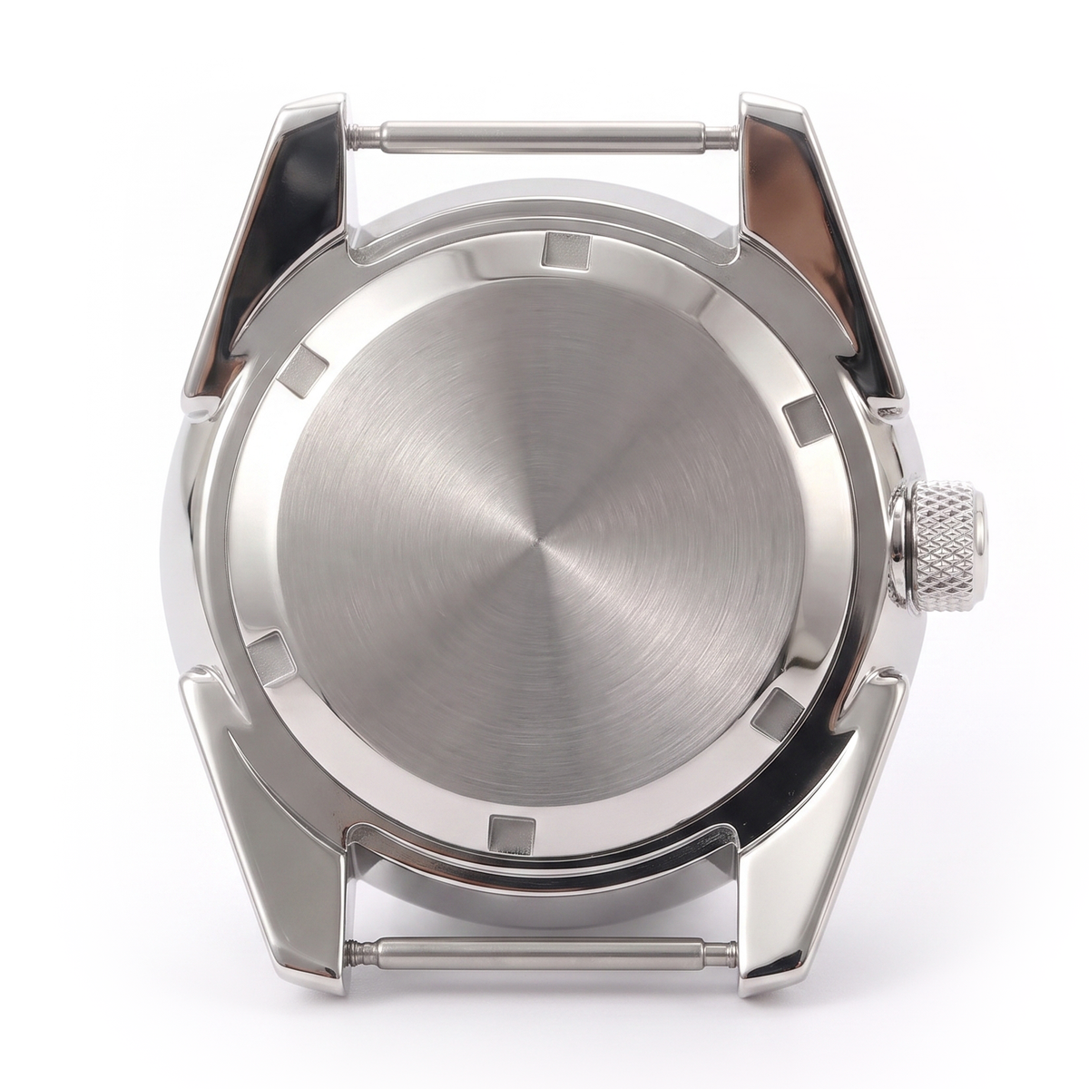 Silver / Black Stainless steel Watch Case 43 mm