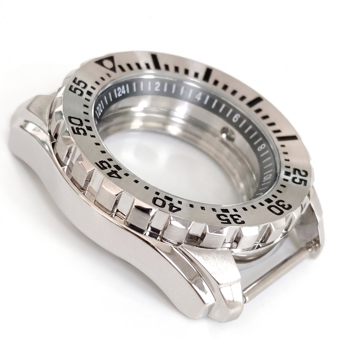 Silver / White Stainless steel Watch Case 44 mm