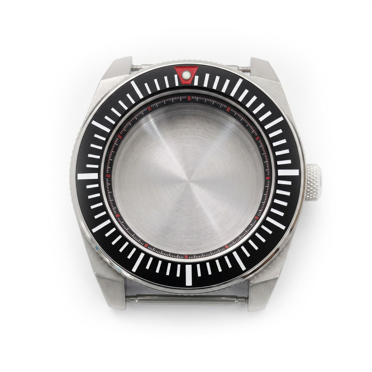 Silver / Black Stainless steel Watch Case 43 mm