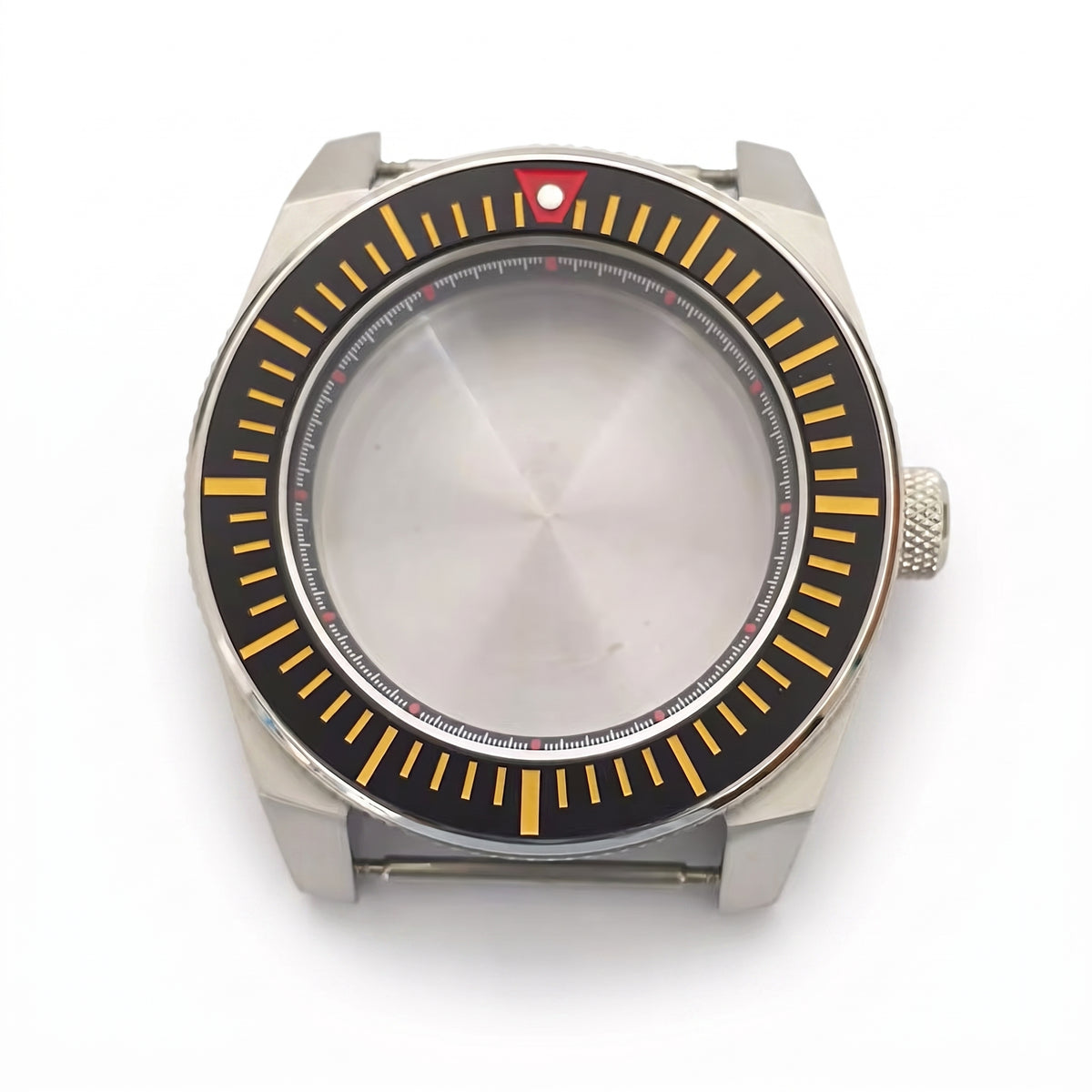 Silver / Black Stainless steel Watch Case 43 mm