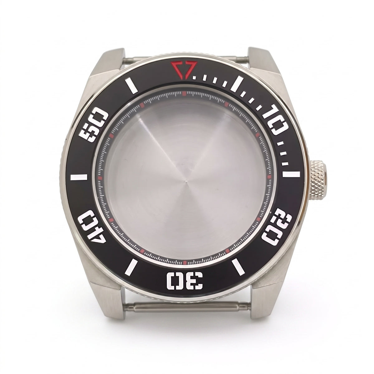 Silver / Black Stainless steel Watch Case 43 mm