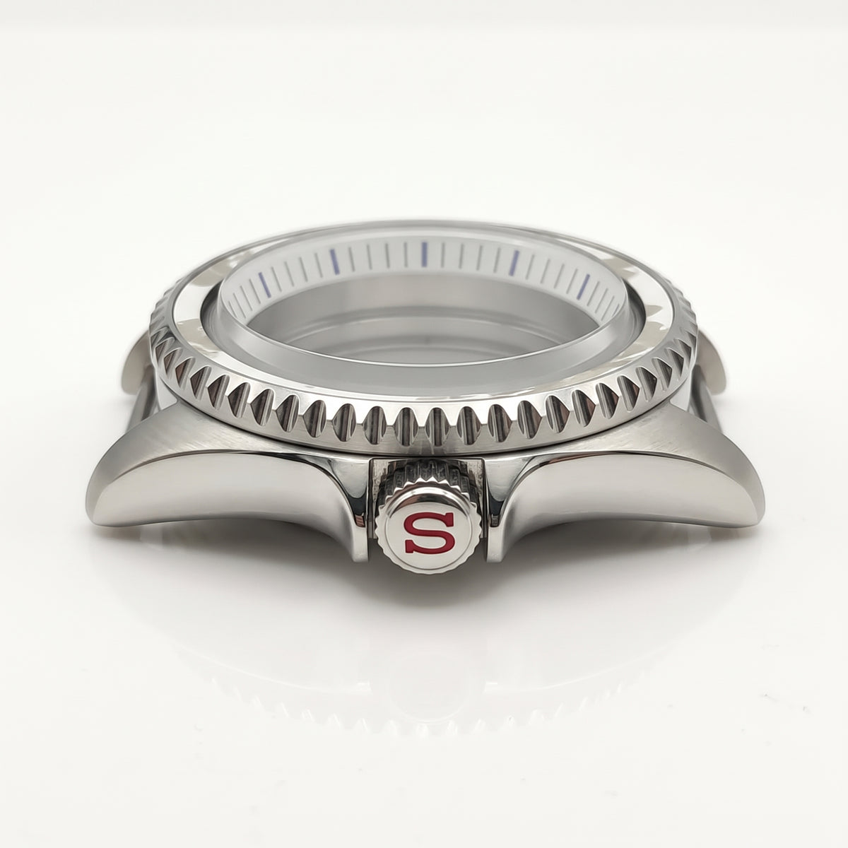 Silver / Blue Stainless steel Watch Case 42 mm