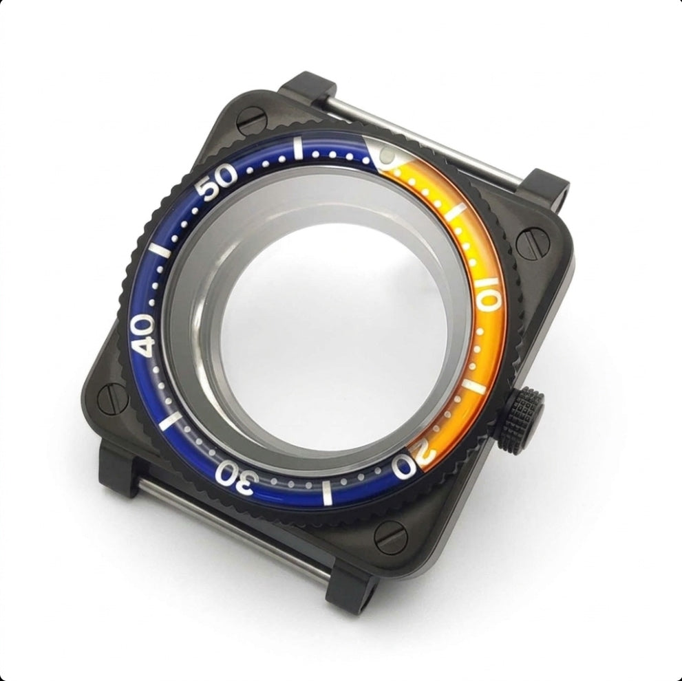 Black / Blue / Orange Stainless steel Watch Case 42 mm