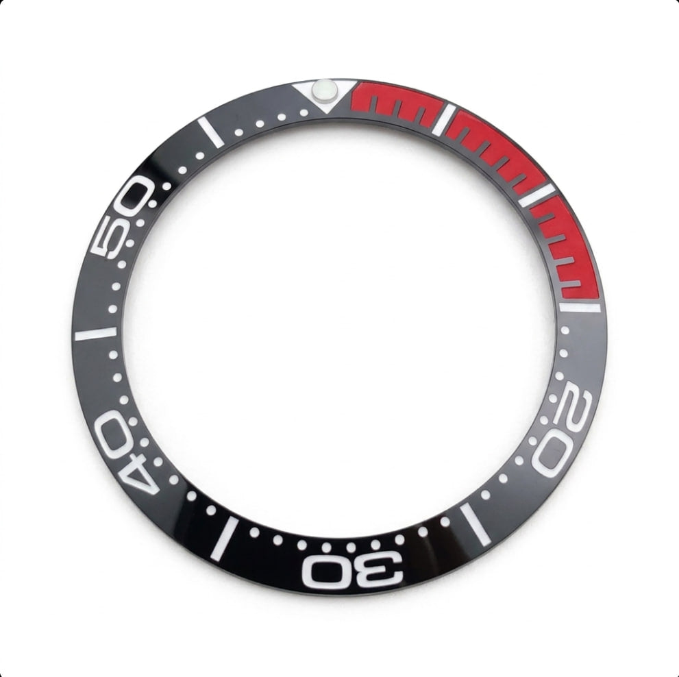 Black / Red / White Ceramic Bezel Insert 38 mm